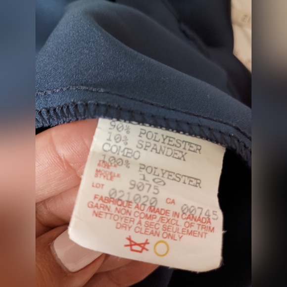 JS Collections 🩷 Illusion Stripped Navy Evening Gown Size 10 - Picture 8 of 9